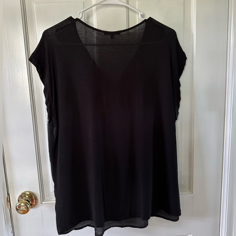 Papermoon Reece Mixed Material Foil Print Black Blouse, Large - Picture 4 of 4